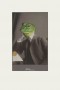 Druck einer Photographie eines Mannes mit übermaltem Frosch Tier Portrait